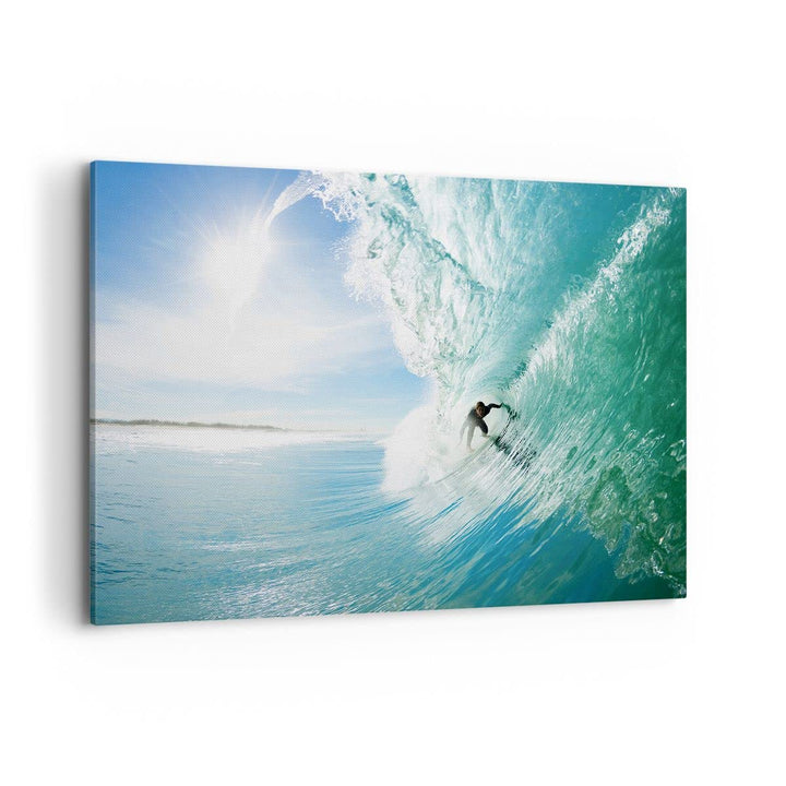 Bilder auf Leinwand 100x70cm Leinwandbild Abenteuer surfer welle ozean Gross Wanddeko Bild Schlafzim