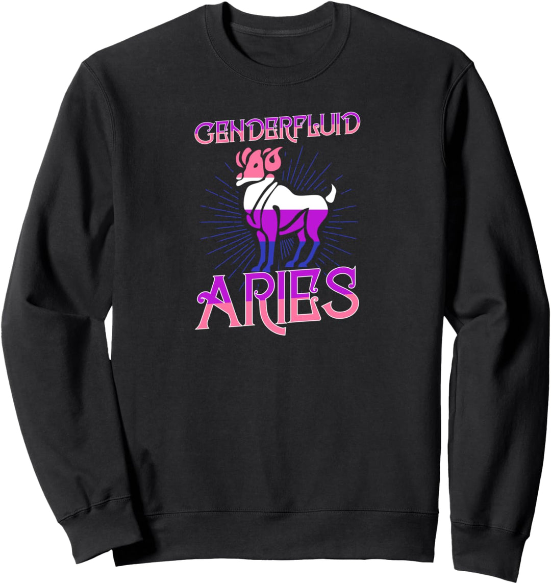 Genderfluid Aries Zodiac Sign Birthday Horoscope Queer Sweatshirt