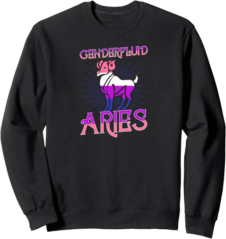 Genderfluid Aries Zodiac Sign Birthday Horoscope Queer Sweatshirt