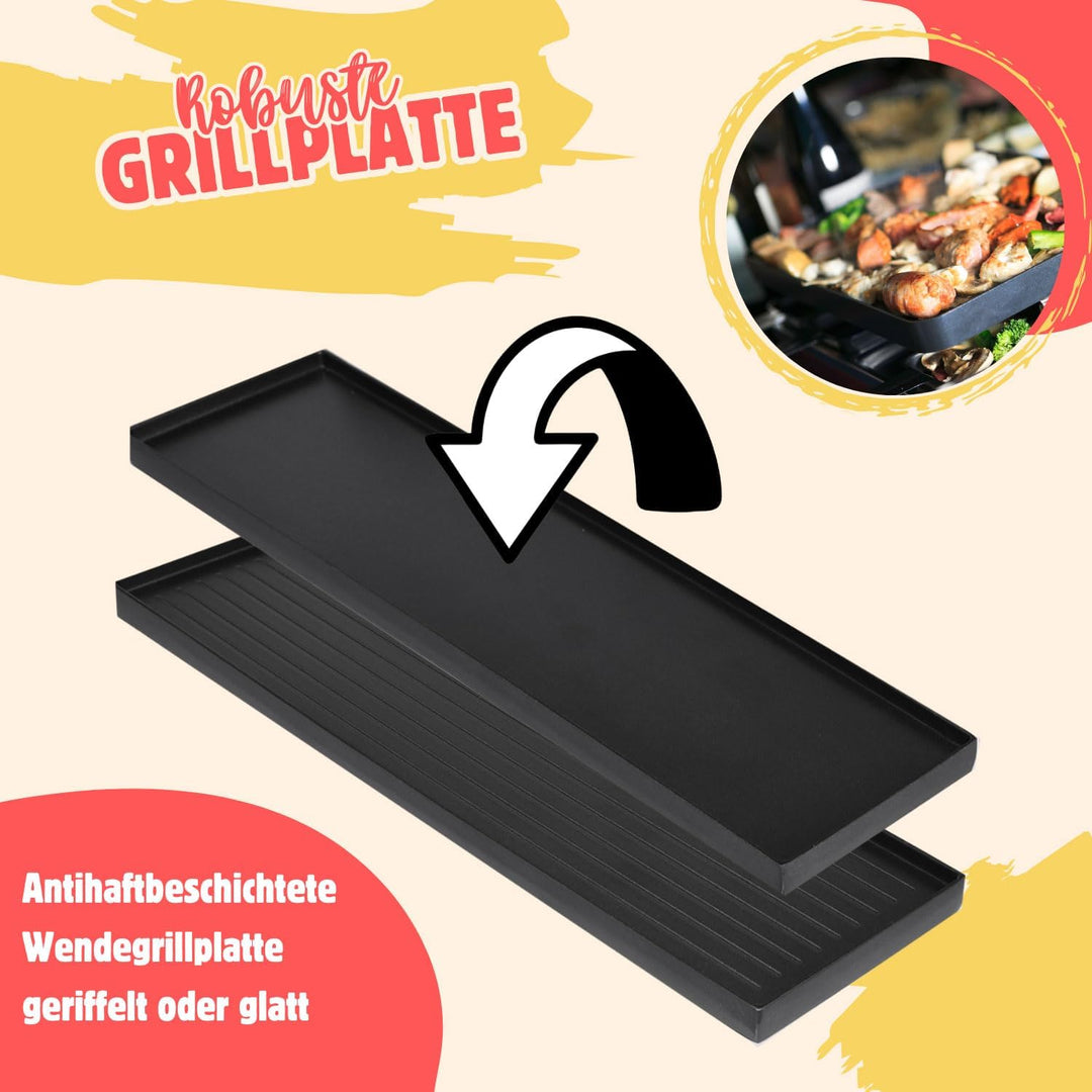 Syntrox Raclette Grill 4 Personen Ursli 600W, 4 Pfännchen 4 Spatel Antihaftbeschichtet, Stufenlose T