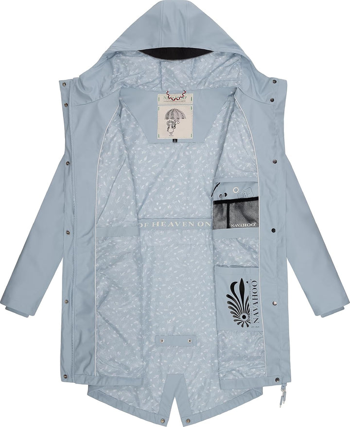 Navahoo Damen Übergangsjacke Regenmantel wasserdicht lang mit Kapuze Tropical Stormoo XS-3XL XS Baby