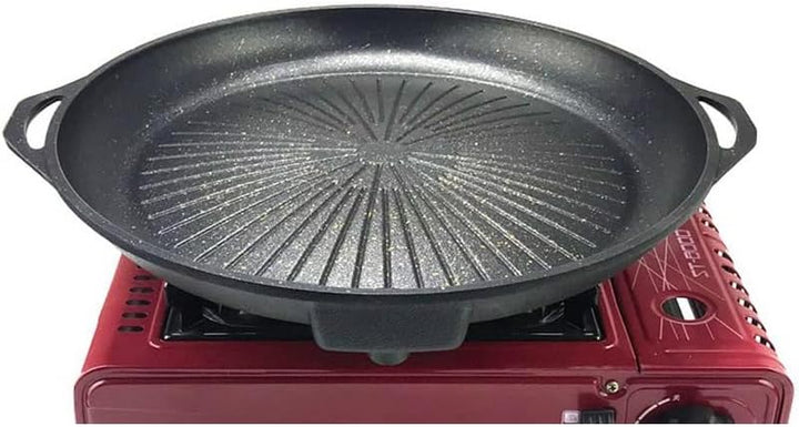 Koreanische BBQ Grillpfanne Grillplatte mit Maifan-Stein beschichtete Oberfläche Antihaft Rauchfrei