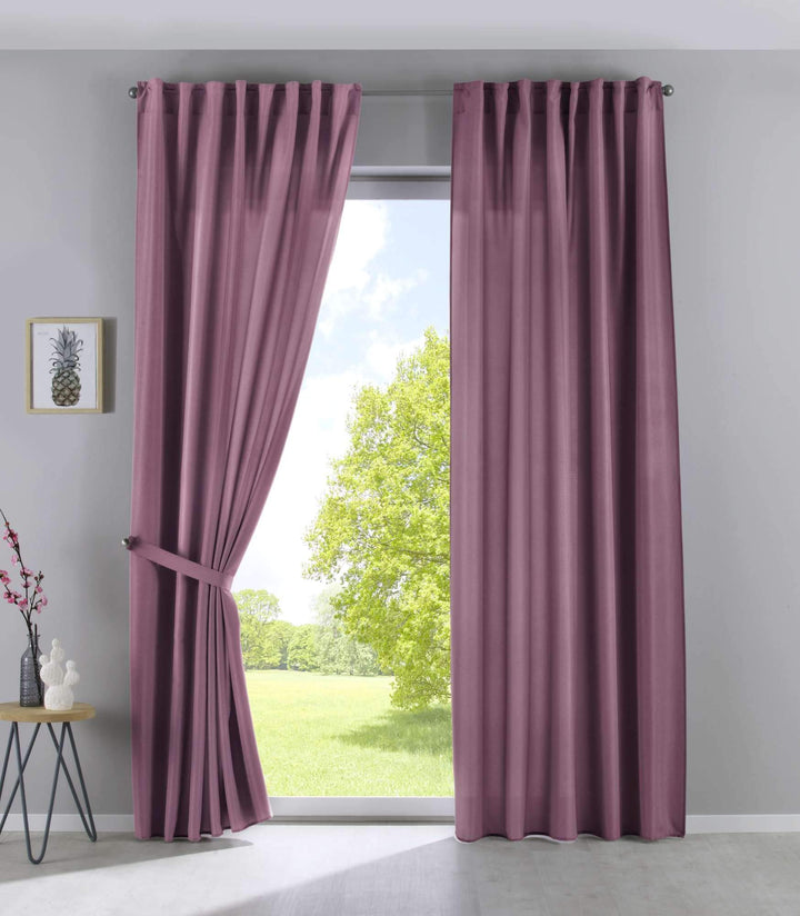 2er Set Vorhänge Verdeckte Schlaufen Cationic »JENA« HxB 250x140 cm Altrosa Blickdicht Leinen Optik