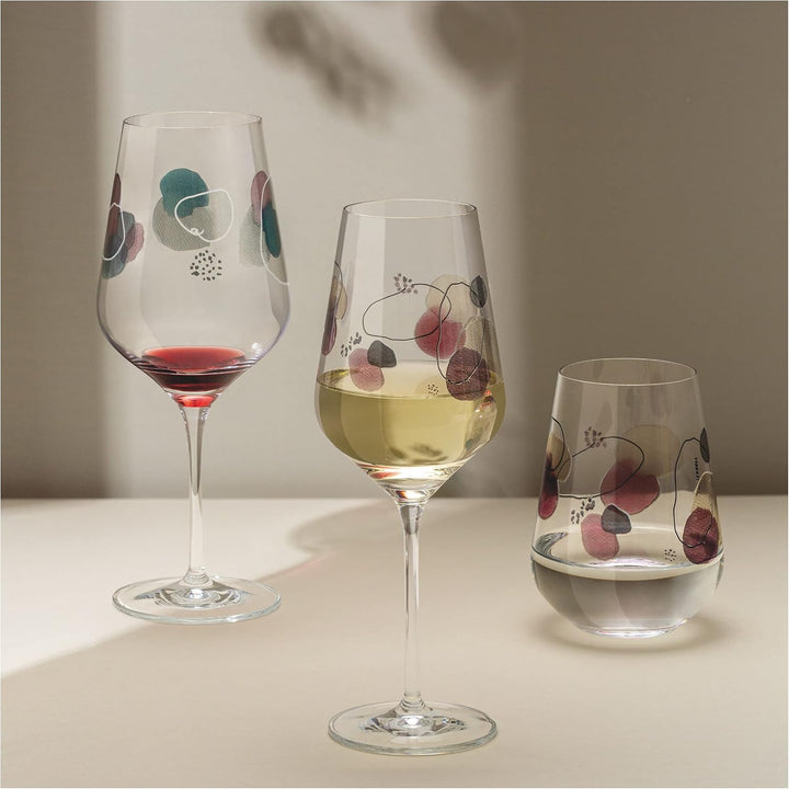 RITZENHOFF 3601002 Rotweinglas 500 ml – Serie Sommerwendtraum Set Nr. 2 – 2 Stück mit Aquarellkreise