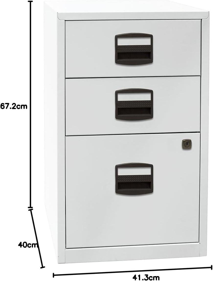 Bisley Home Beistellschrank PFA, 2 Universalschubladen, 1 HR-Schublade, Metall, 506 Korpus Lichtgrau