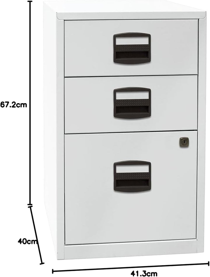 Bisley Home Beistellschrank PFA, 2 Universalschubladen, 1 HR-Schublade, Metall, 506 Korpus Lichtgrau