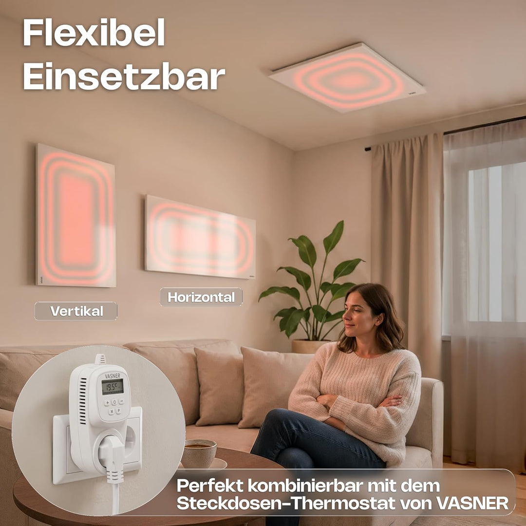 VASNER Citara M Infrarotheizung – Infrarot Elektroheizung Metall weiss Wandheizung Deckenheizung IP4