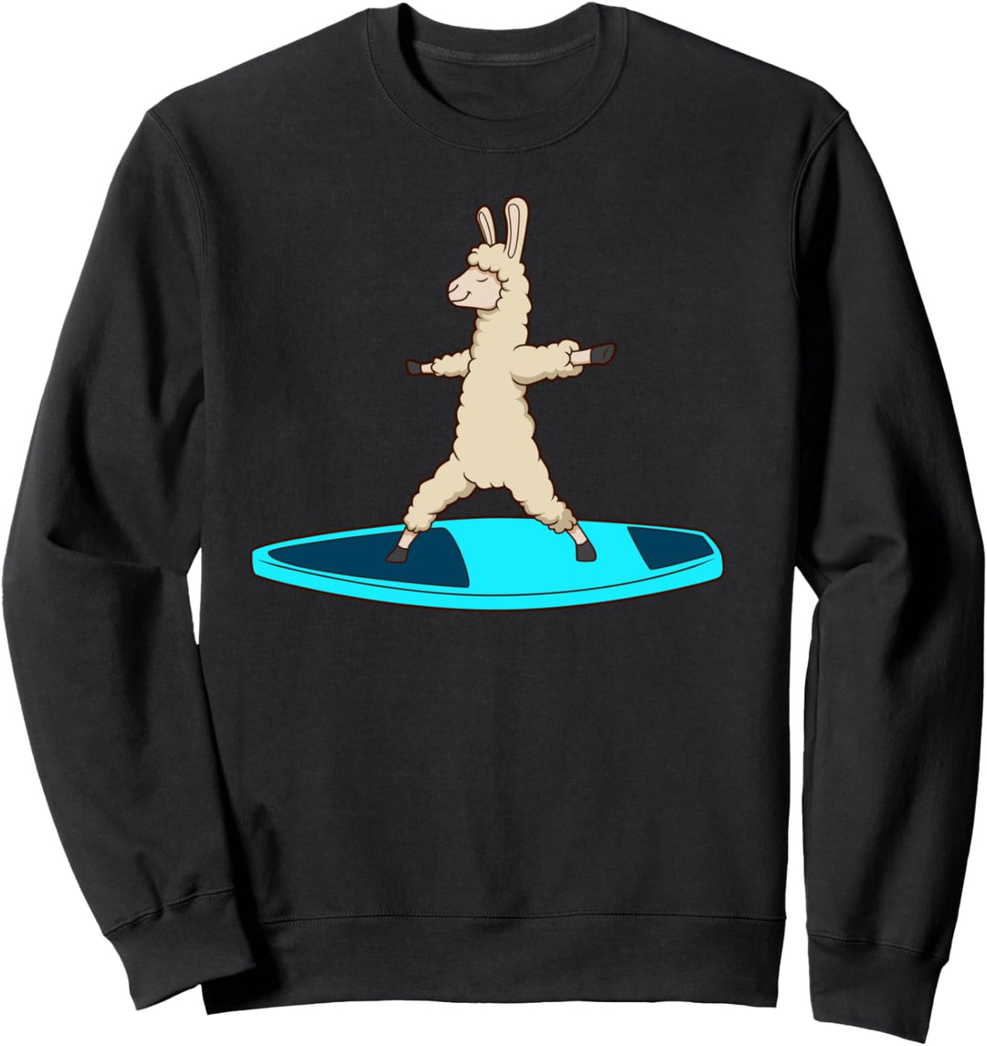 Cartoon Lama macht SUP Yoga Sweatshirt