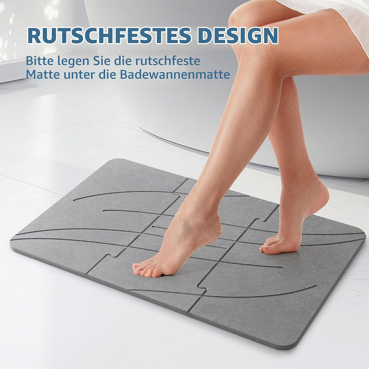 Badematte Stein - Faltbar Diatomeenerde Badematte,Super Saugfähig Badematte,Schnell Trocknend,rutsch