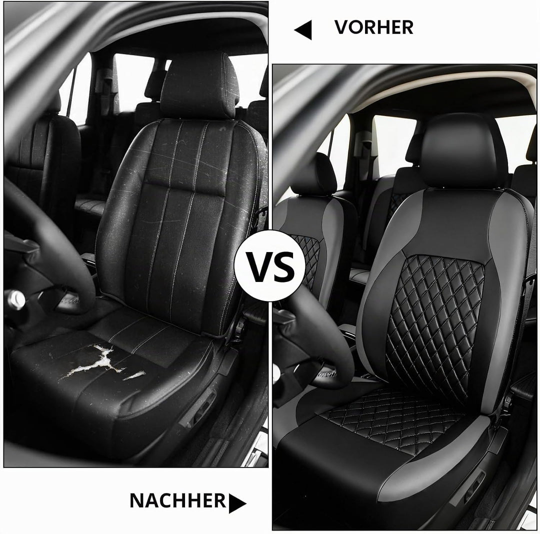 9 Stück Leder Autositzbezüge Sets,Wasserdichtes Sitzbezüge Auto Komplettset,Wasserdicht Vordersitze