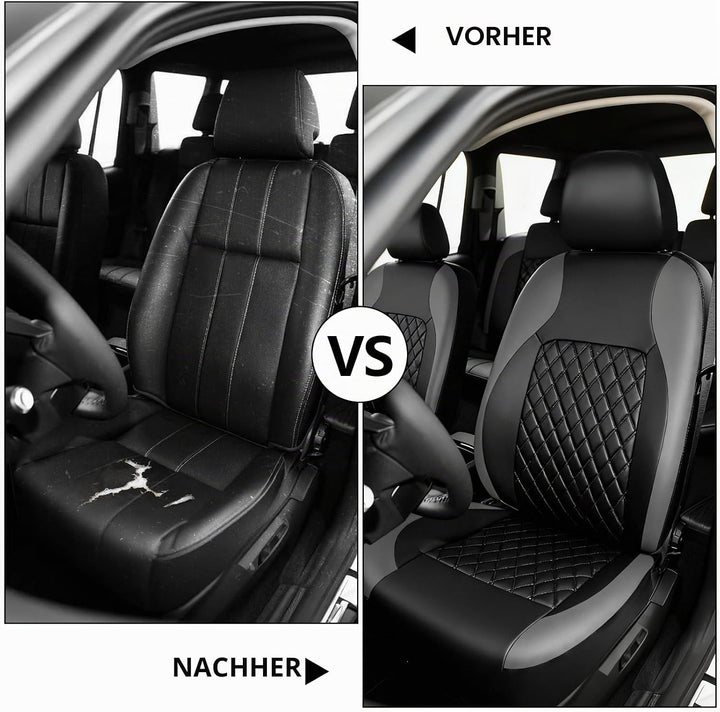 9 Stück Leder Autositzbezüge Sets,Wasserdichtes Sitzbezüge Auto Komplettset,Wasserdicht Vordersitze