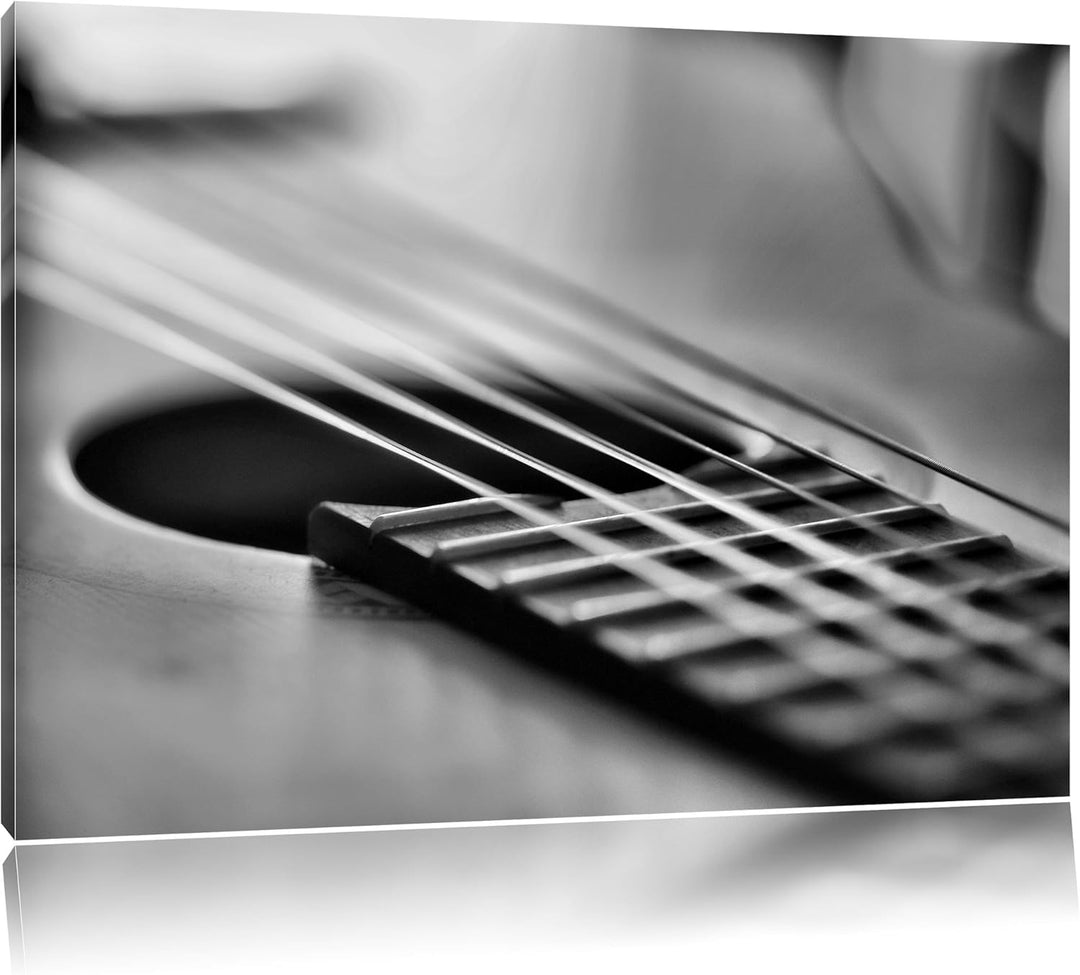 Monocrome, Gitarrensaiten, Format: 100x70 auf Leinwand, XXL riesige Bilder fertig gerahmt mit Keilra