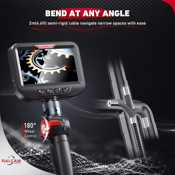 Ralcam Endoskopkamera mit Licht Endoscope Camera - Endoskop 6,2mm Inspektionskamera 4,3" HD 720P Roh