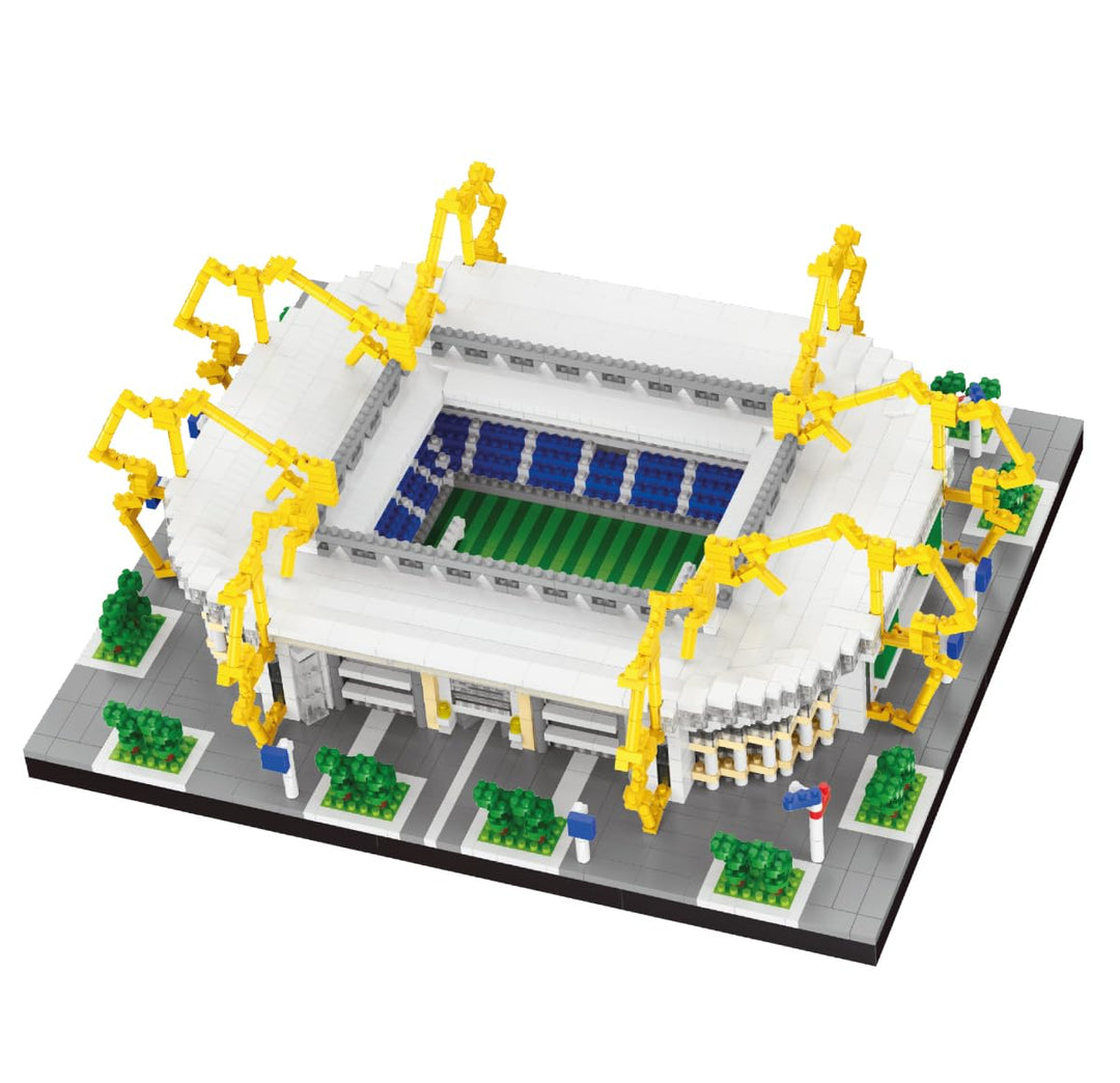 Architekturmodell zum Zusammenbauen mit Miniaturbausteinen. Fussballstadion in Dortmund, Westfalen,