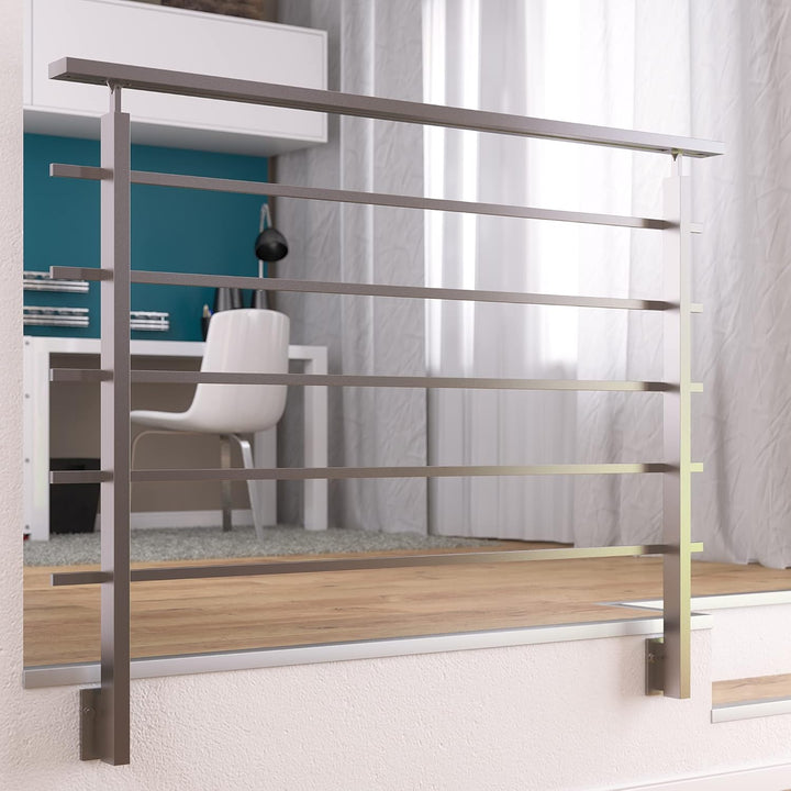 DOLLE Brüstungsgeländer Set aus Aluminium seitliche Montage eckiges Design 150 cm, Seitliche Montage