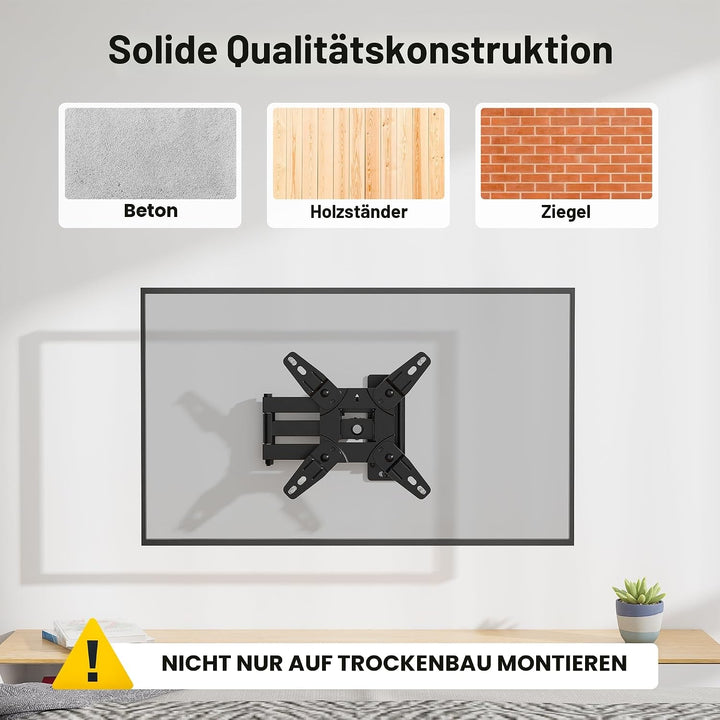 BONTEC TV Monitor Wandhalterung für 13-42 Zoll LED LCD OLED Flachbildschirm und Curved TVs bis zu 25
