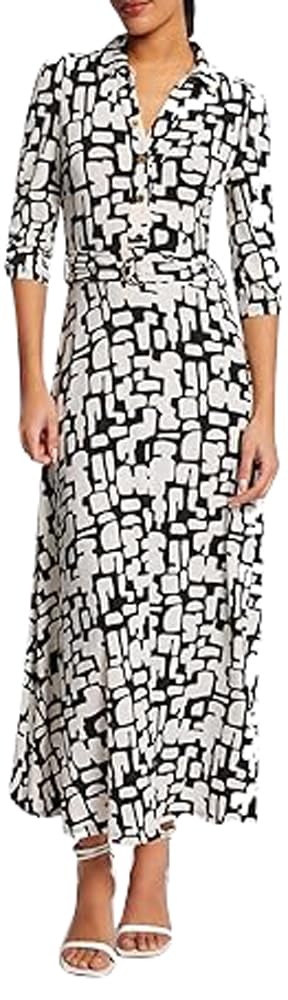 Morgan Damen Robe, Gebrochenes Weiss / Schwarz