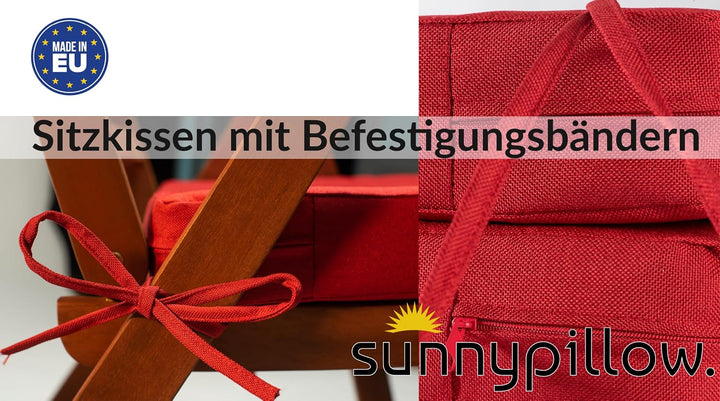 sunnypillow 2er Set Stuhlkissen 45 x 45 cm wasserdicht UV-lichtecht 7cm dick - Outdoor Polsterauflag