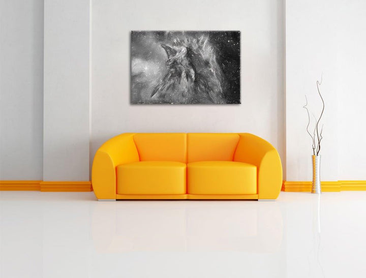 Pixxprint Feuriger Adler als Leinwandbild/Grösse: 100x70 cm/Wandbild/Kunstdruck/fertig bespannt, 100