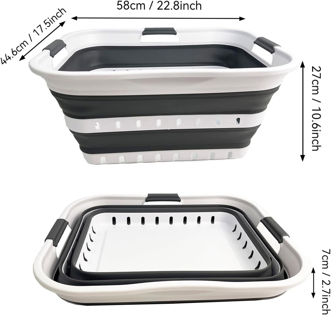 SAMMART Collapsible Plastic Laundry Basket - Foldable Pop Up Storage Container/Organizer - Portable