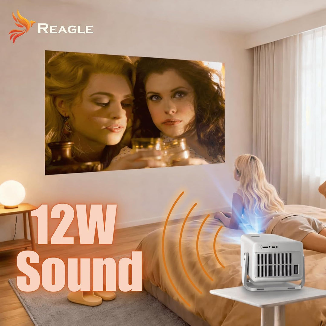 Reagle R-MOVIELUM-P41 Beamer Full HD 1080p 8K Upscaling, 900 ANSI LED Projektor Tragbar 140 Zoll, An