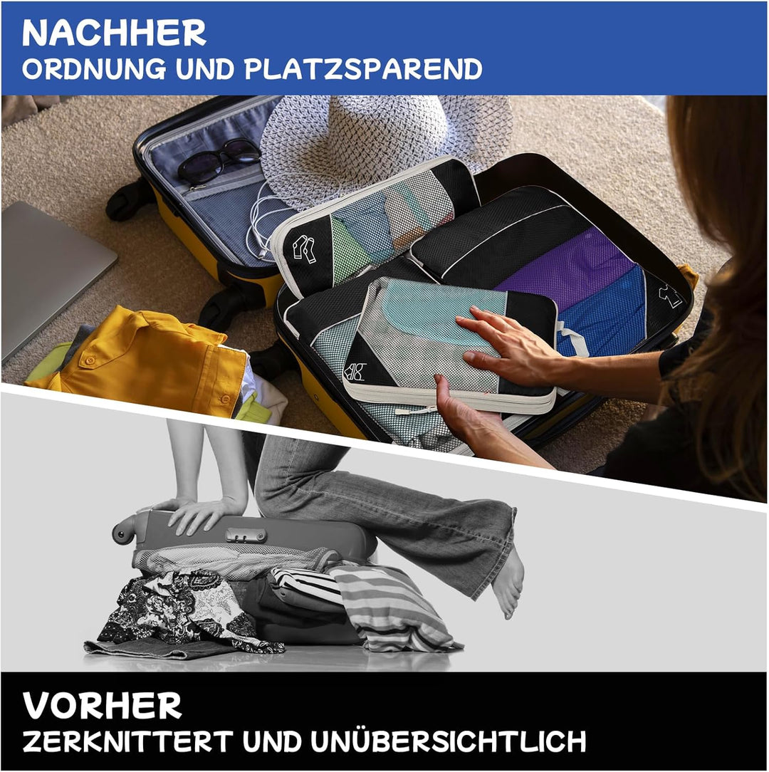 5-teilig Kompressions Packwürfel Set für Reisen, Compression Packing Cube zur Organisation Ihres Rei