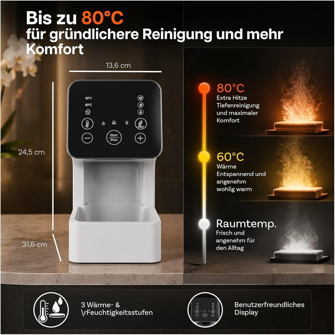 MMOBIEL Handtuchwärmer Automatischer Heisshandtuchspender mit 50 komprimierten Einweg Gesichtstücher