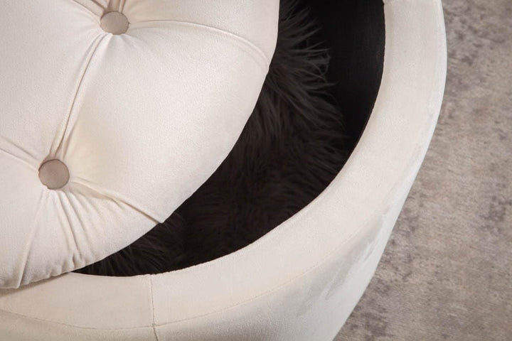 Riess Ambiente Eleganter Hocker MODERN BAROCK 50cm beige Samt Samt Couchtisch Tisch Aufbewahrungskor