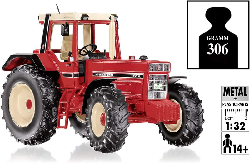 WIKING 077852 IHC 1455 XL Modelltraktor, 1:32, Metall/Kunststoff, Ab 14 Jahre, Auswechselbare Auspuf