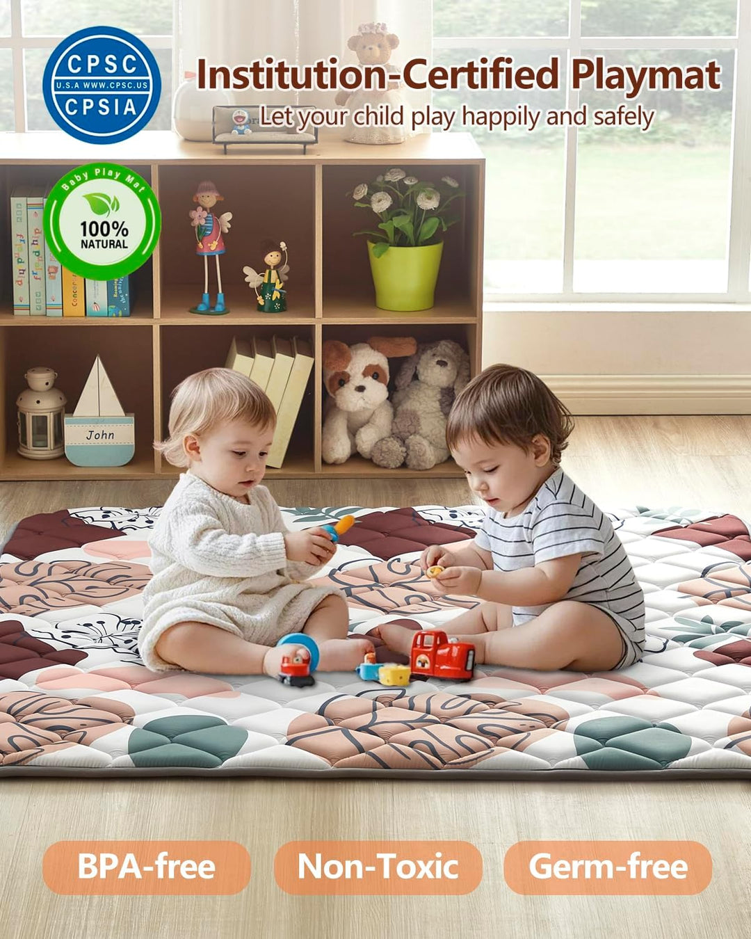 Hamino Krabbeldecke Für Baby 127 x 127CM, Krabbelmatte Baby Faltbar, Weich und Rutschfest Spielmatte