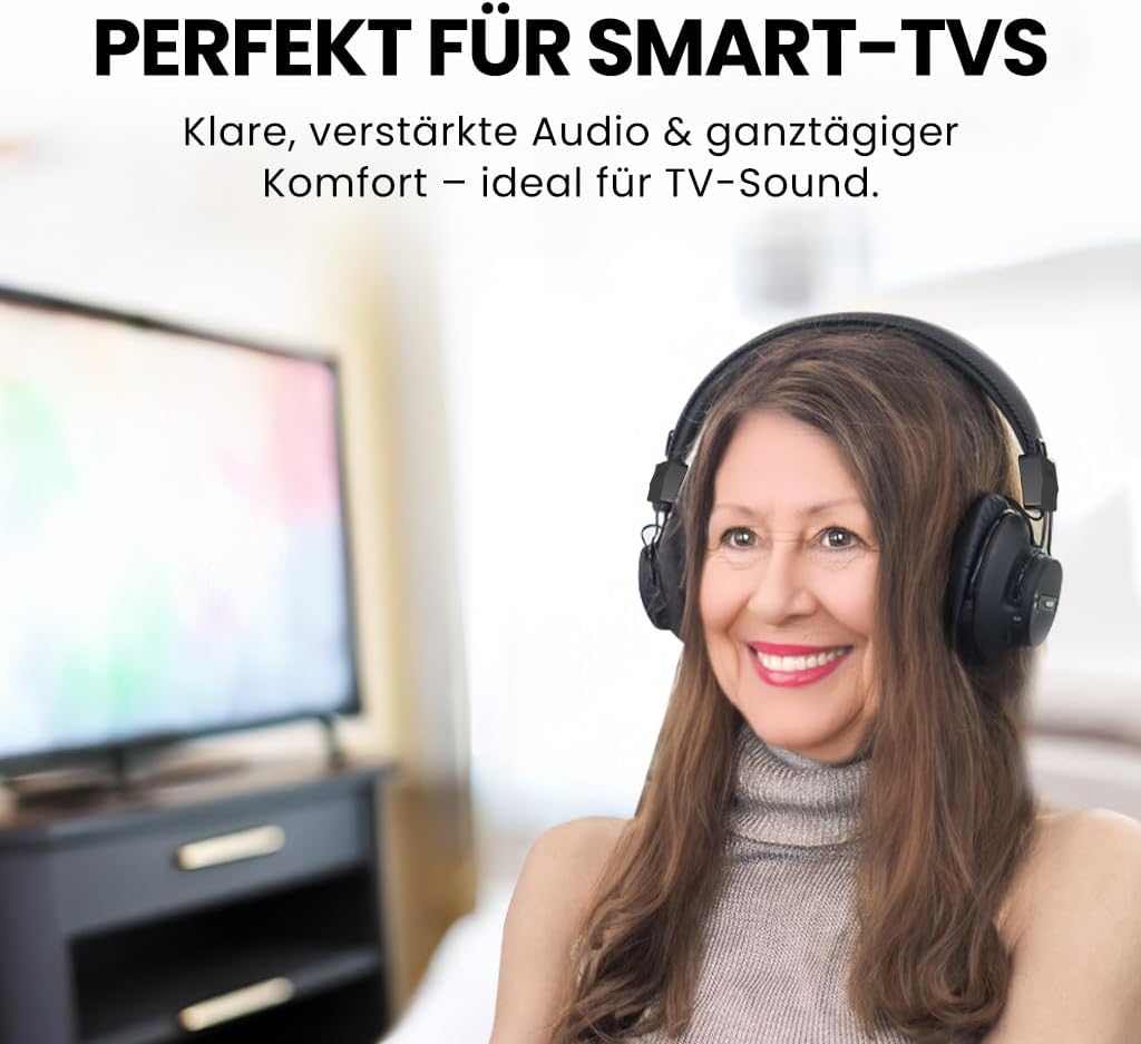 Avantree Audition 3 – Bluetooth 5.3 Over Ear Funkkopfhörer mit kabelloser Ladestation, kompatibel mi