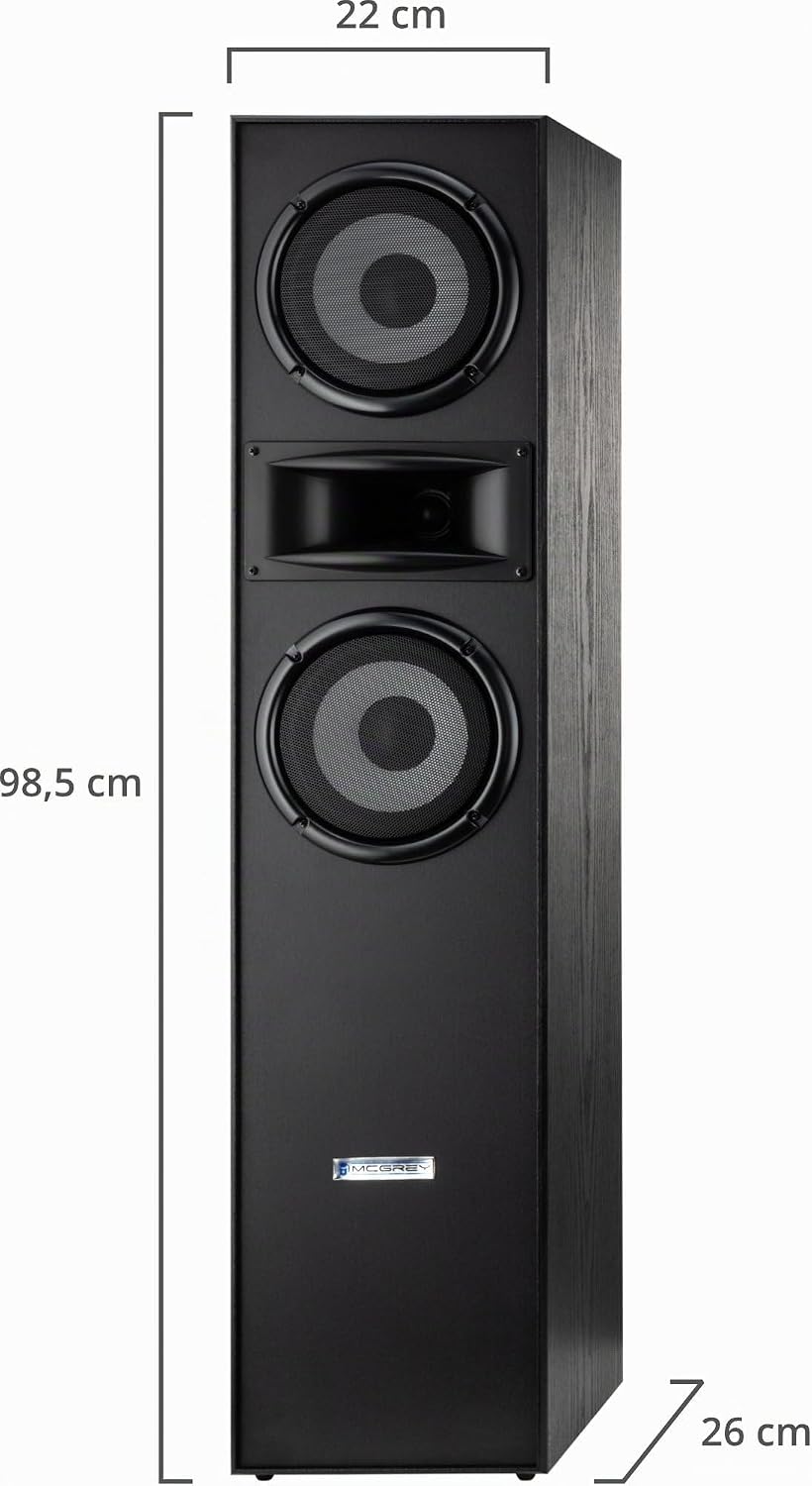 McGrey HTS-65320 BK Paar 3-Wege HiFi Standlautsprecher Paar - 160W RMS - 2 x 6,5" Mittel-, Tieftöner