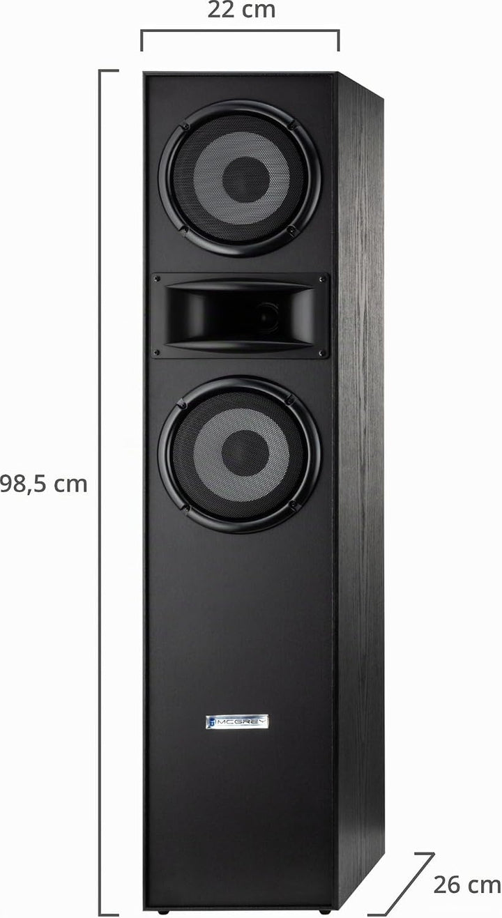 McGrey HTS-65320 BK Paar 3-Wege HiFi Standlautsprecher Paar - 160W RMS - 2 x 6,5" Mittel-, Tieftöner