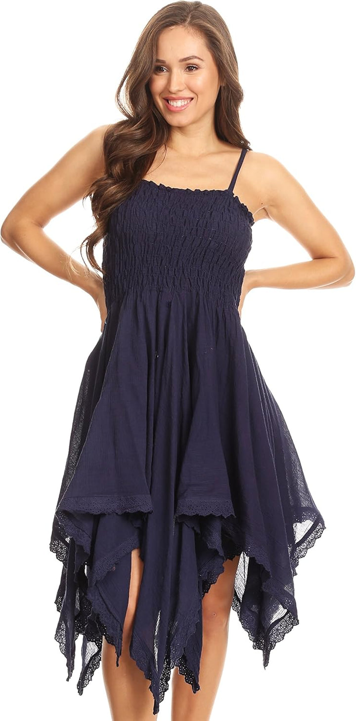 Sakkas Zendaya Stonewashed Rayon Embroiderot Floral Vine Ärmelless V-Neck Kleid XL-XXL Grosse Grösse