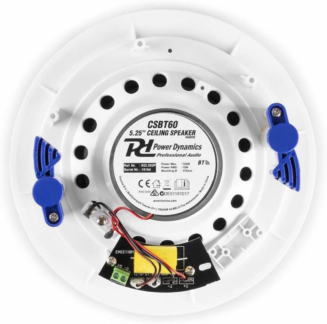 Power Dynamics CSBT60 Deckenlautsprecher Bluetooth Set, 120 Watt Paar, 2-Wege Einbaulautsprecher Dec