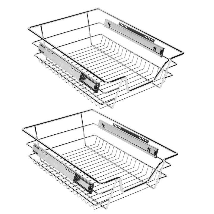 2x Küchenschublade 40cm Schrankbreite Teleskopschublade Korbauszug Schrankauszug Verchromt 25kg Bela