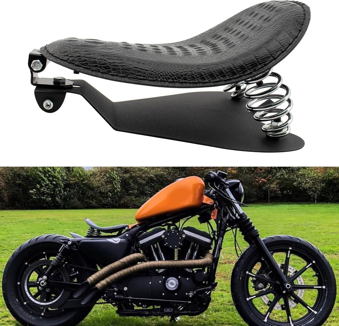 BREDUXSER Motorrad Bobber Sitz, Krokodil Leder Motorrad Solo Sitz für Sportster XL1200 883 48 Dyna S