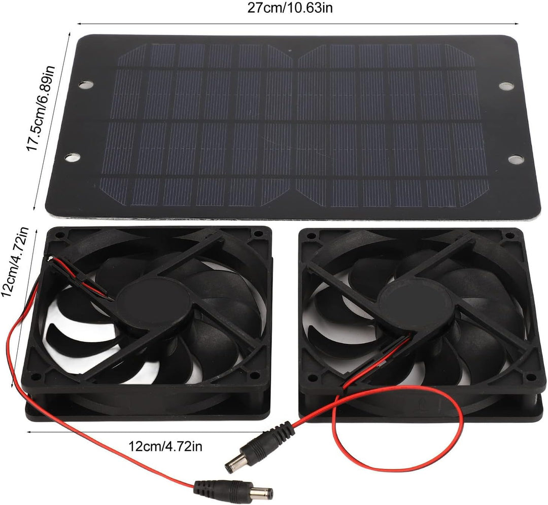 Oumefar Solarbetriebener Ventilator, Solarpanel-betriebener Doppelventilator aus Silikon-Kunststoff,