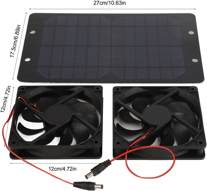 Oumefar Solarbetriebener Ventilator, Solarpanel-betriebener Doppelventilator aus Silikon-Kunststoff,