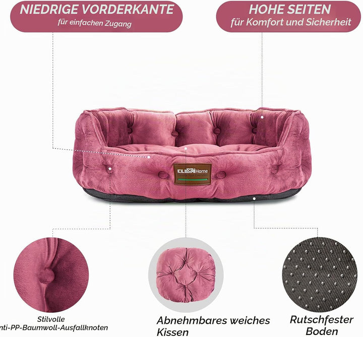 ClevaHome Rundes Katzenbett &amp; Hundebett für Kleine Haustiere bis 7kg – Waschbares Weiches Haustierbe