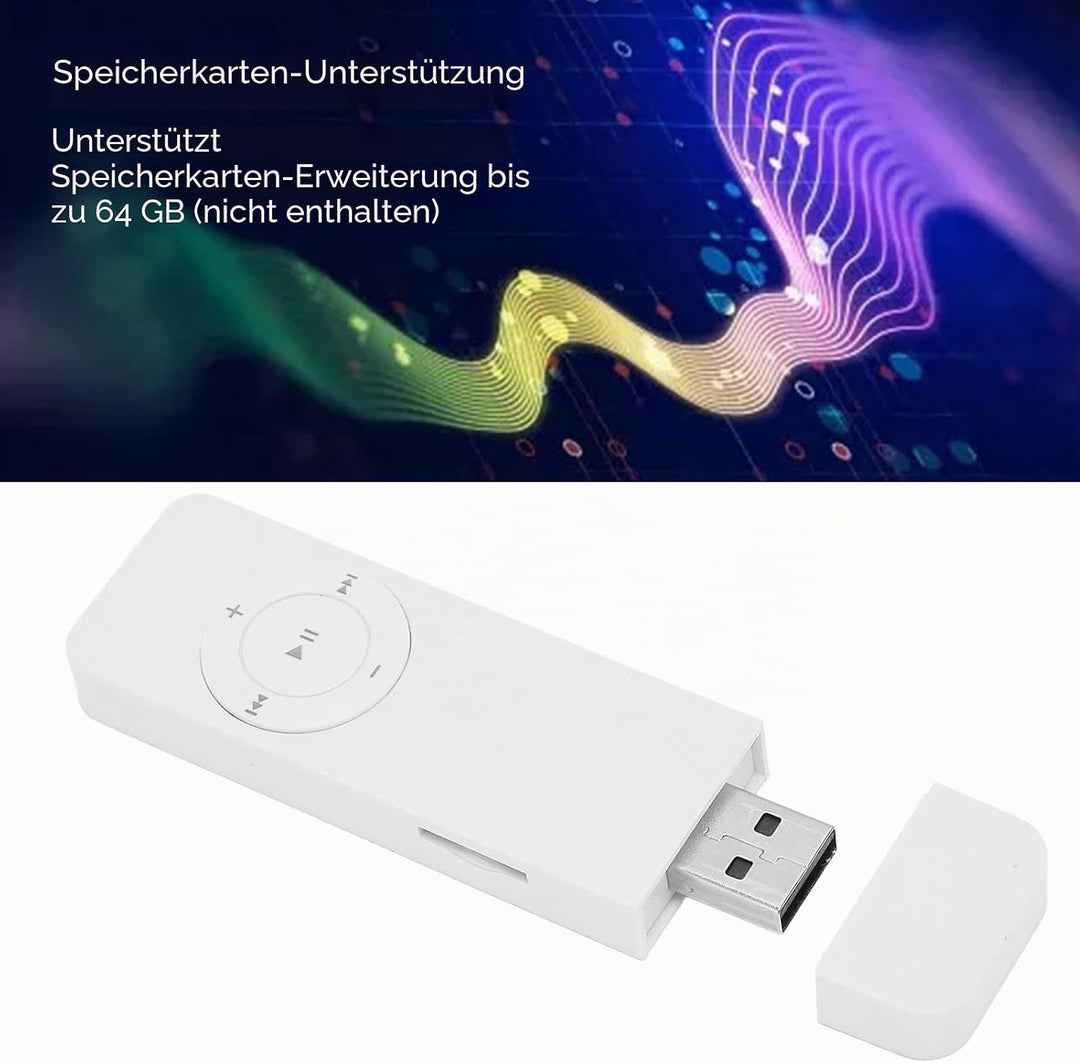 GOWENIC MP3 Player, 64 GB, Weiss, Musikplayer mit integriertem 180 mAh unterstützt Audiobücher und H