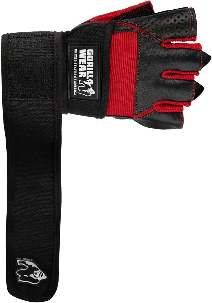 Gorilla Wear - Dallas Wrist Wrap Gloves - Schwarz/Rot - Bodybuilding und Fitness Accessoires für Dam