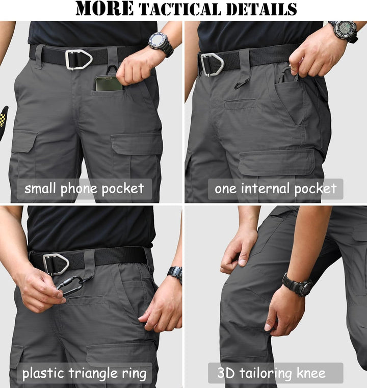 CARWORNIC Herren Taktische Militär Hose Wasserdicht Arbeit Cargohose, Dunkelgrau
