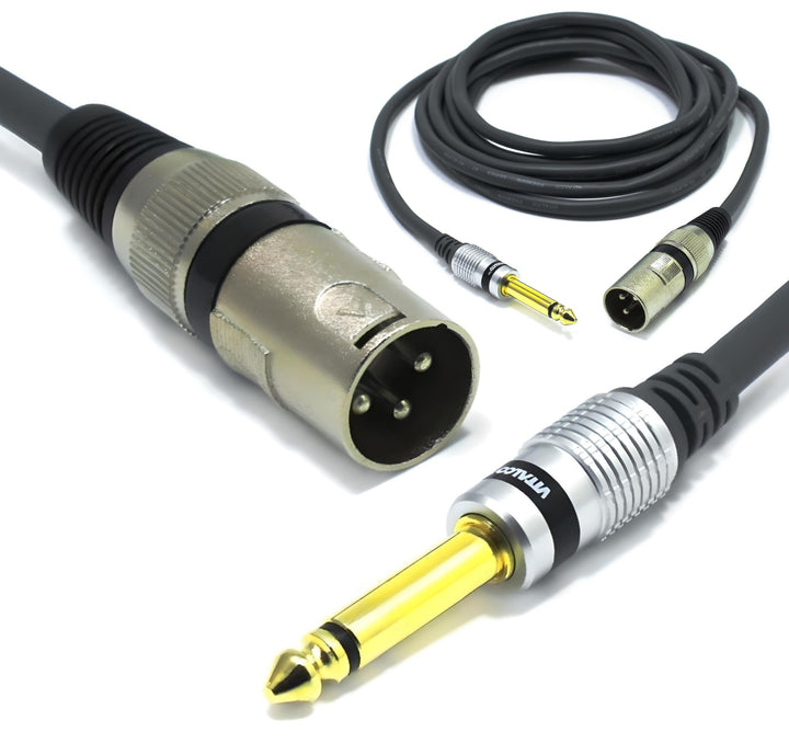 VITALCO XLR Stecker auf 6,3mm Mono Klinke Kabel 1.5m Mikrofonkabel 3 Polig auf 6,3 TS Klinkenstecker
