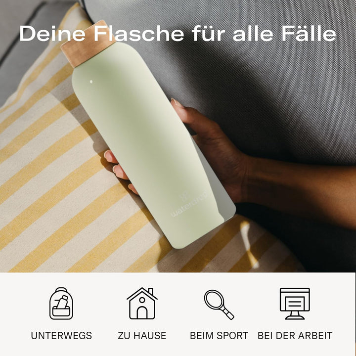 waterdrop® Edelstahl Trinkflasche 600ml - auslaufsichere Trinkflasche Kohlensäure geeignet & BPA fre