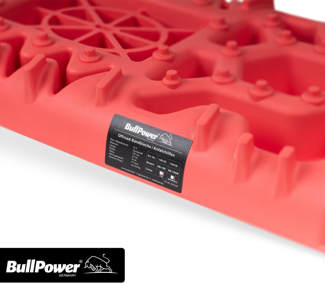 BullPower Rote Offroad-Sandbleche Kunststoff-Anfahrhilfen Schlamm Sand Schnee Recovery Board 10T Rei