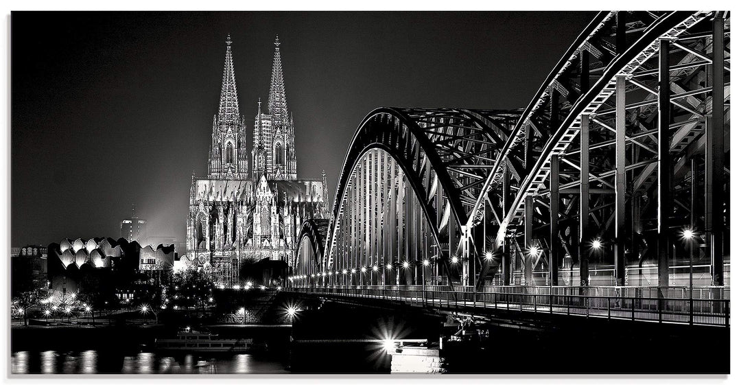 ARTland Glasbilder Wandbild Glas Bild einteilig 100x50 cm Querformat Städte Deutschland Köln Rheinbr
