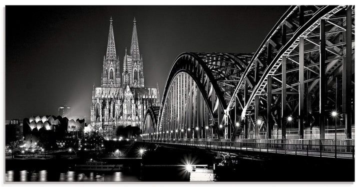 ARTland Glasbilder Wandbild Glas Bild einteilig 100x50 cm Querformat Städte Deutschland Köln Rheinbr