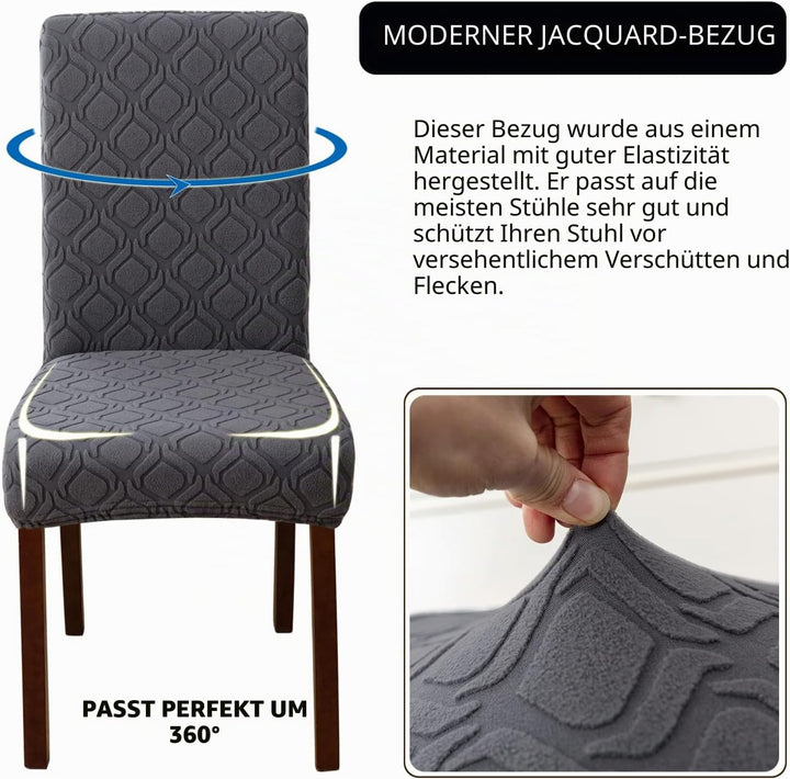 LANSHENG Stuhlhussen 6er Set, Stretch Stuhlhussen Schwingstühle, Abnehmbarer Waschbarer Stuhlbezug f