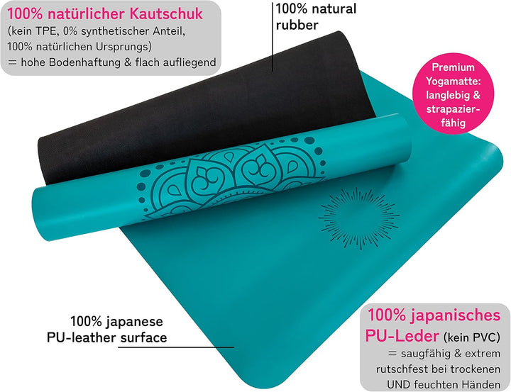 Premium Yogamatte rutschfest: Naturkautschuk rutschfest & japanische professional grip Oberfläche |